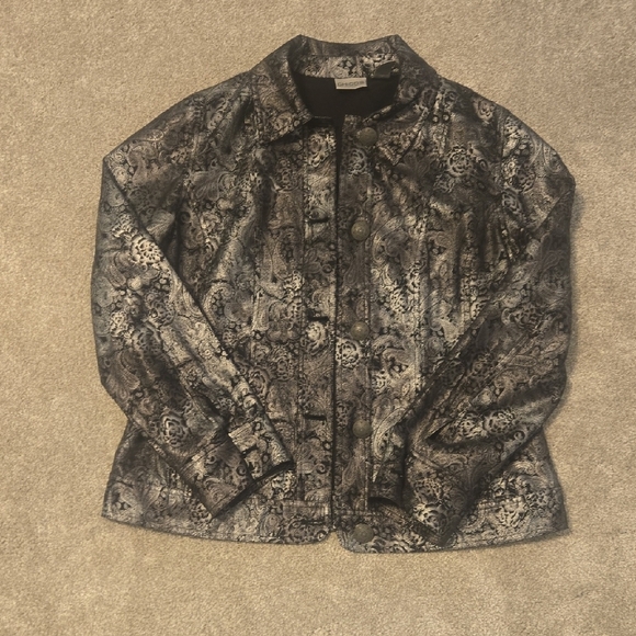 Chico's Black and Silver Paisley Jacket - Picture 1 of 4